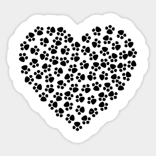 CAT PAWS HEART Black Cat Lovers Sticker